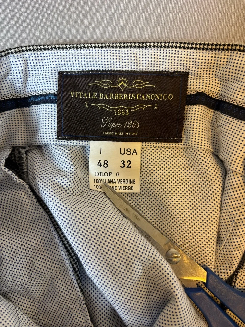 Men's Vitale Barberis Canonico Dress Pants Cropped Size 32 100% Wool
